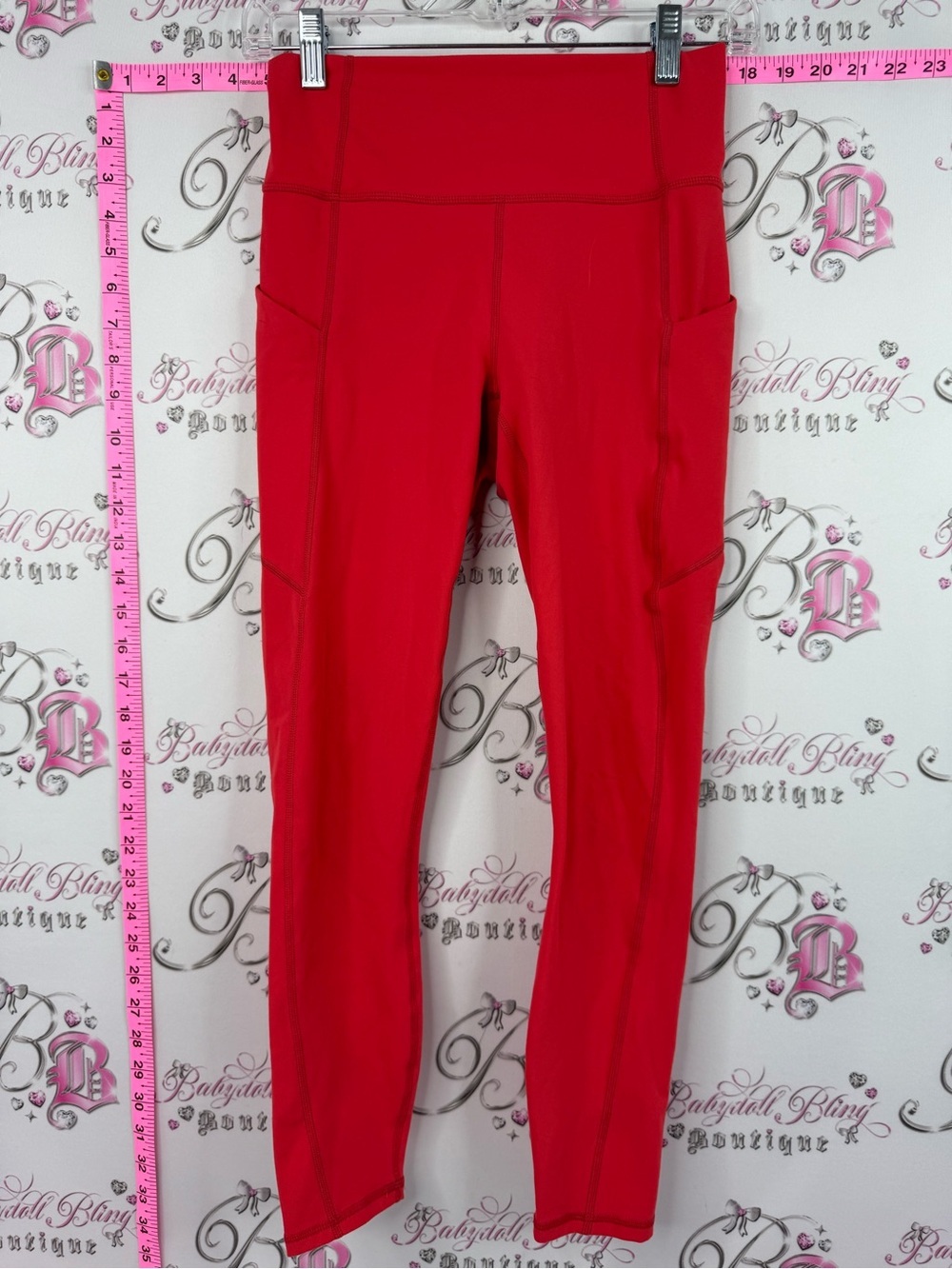 Fabletics leggings tights bright Red High-Waist Pocket Leggings pure luxe